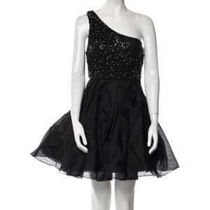 Alice + Olivia Black Sequin One Shoulder Dress NWT New Year